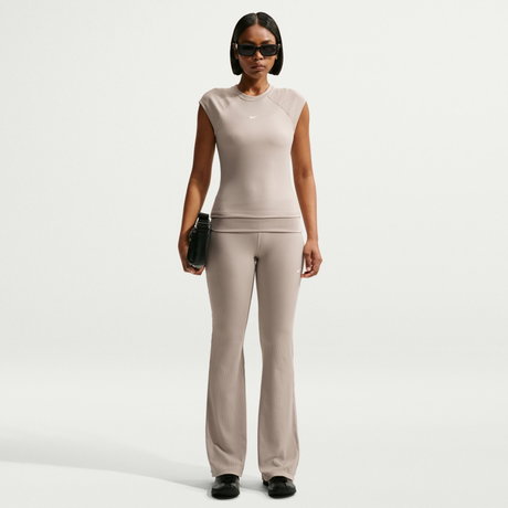NIKE - Chill Knit Rib Pant Kadın Bej Eşofman Altı