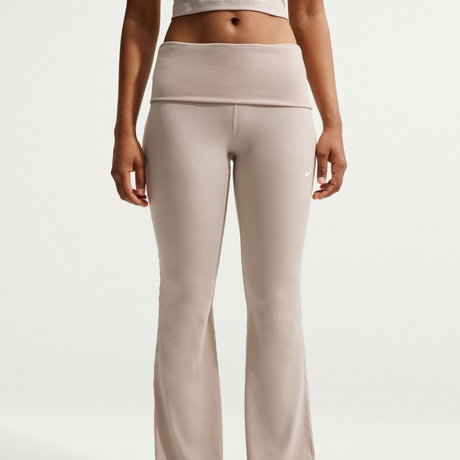 NIKE - Chill Knit Rib Pant Kadın Bej Eşofman Altı (1)