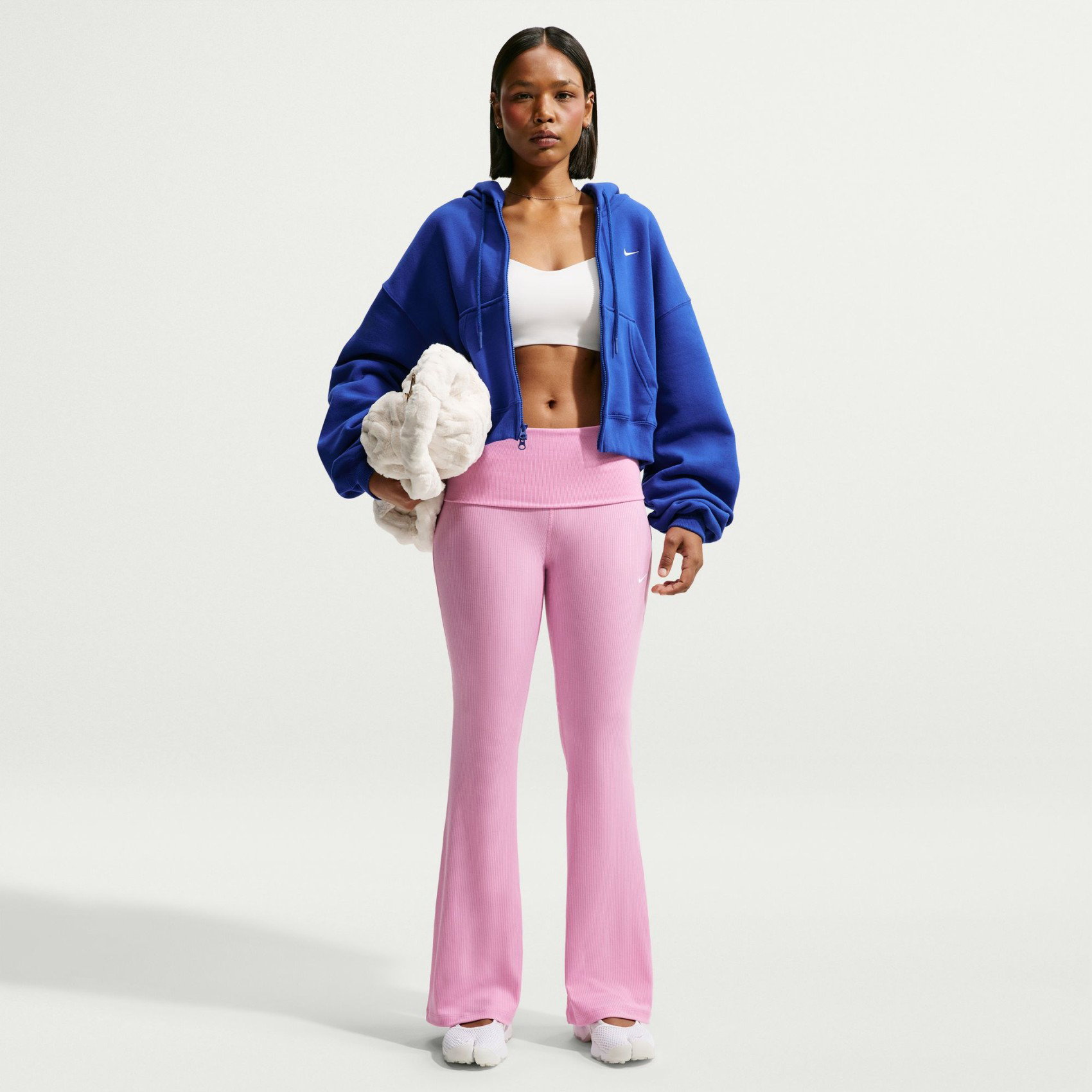 NIKE - Chill Knit Rib Pant Kadın Pembe Eşofman Altı