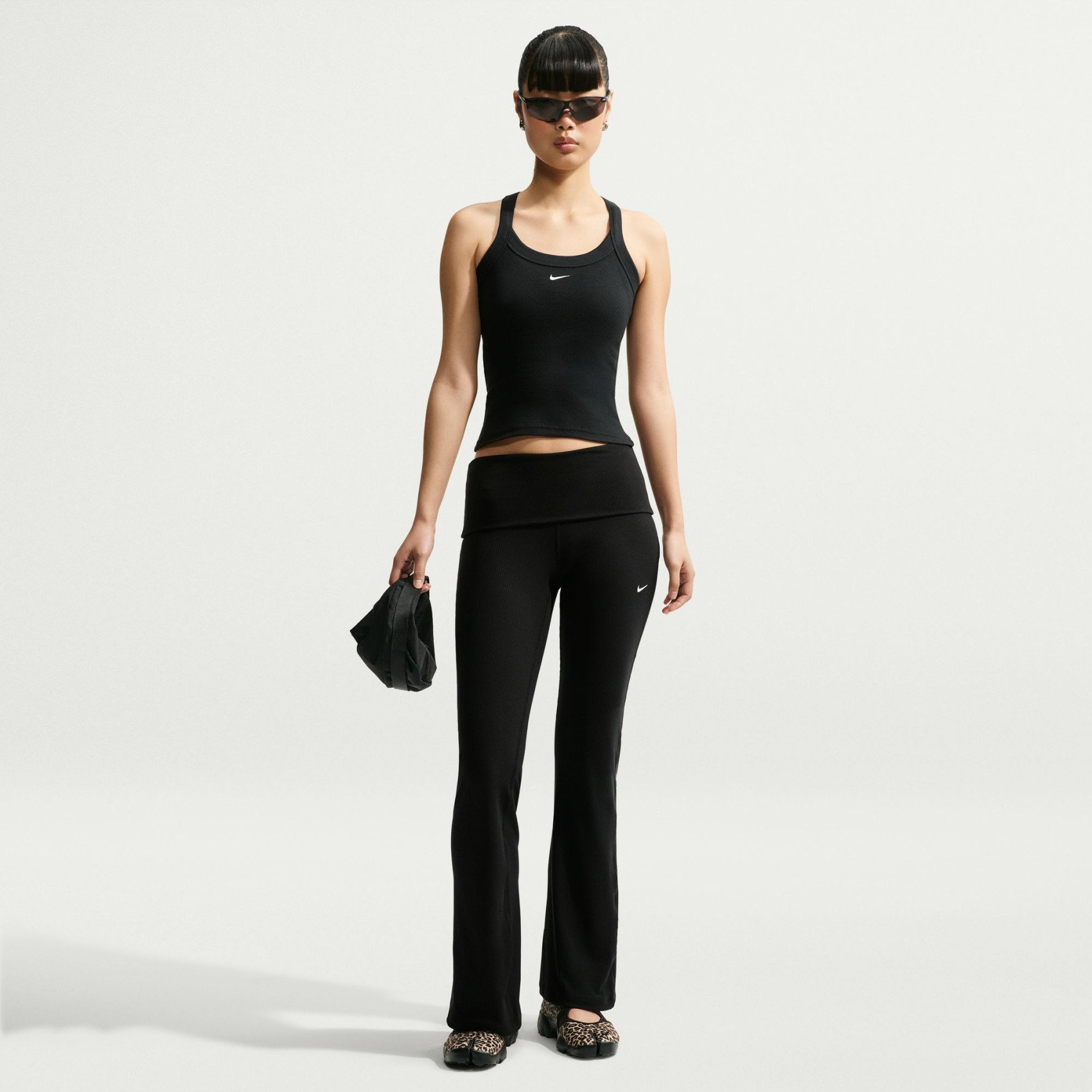 NIKE - Chill Knit Rib Pant Kadın Siyah Eşofman Altı