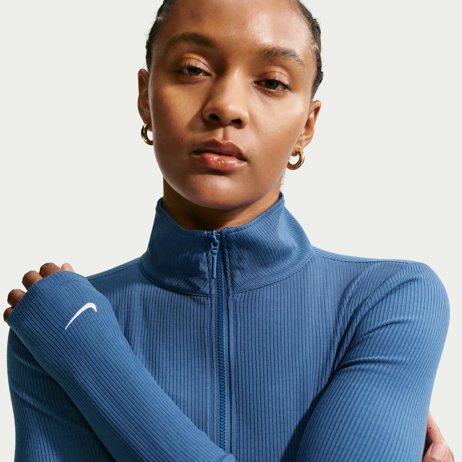 Chill Knit Rib Qz Ls Top Kadın Mavi Sweatshirt