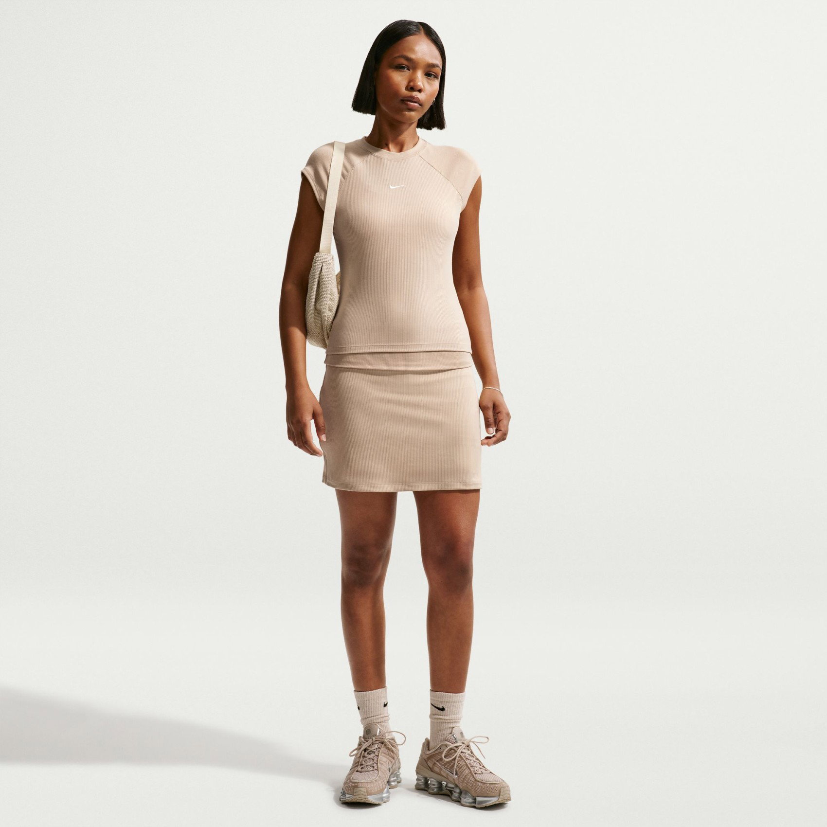 Nike Chill Knit Rib Skirt Kadın Kahverengi Etek IF0575-286