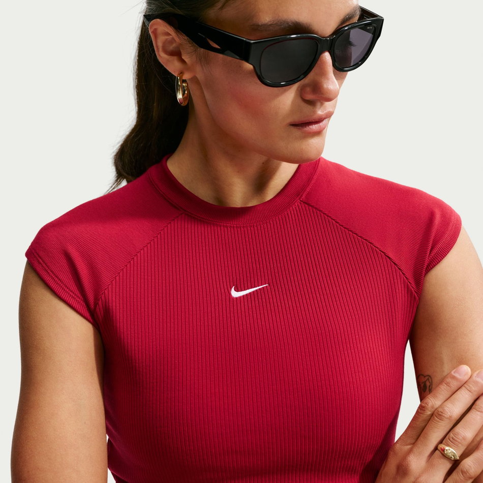Chill Knit Rib Ss Top Kadın Kırmızı Tişört