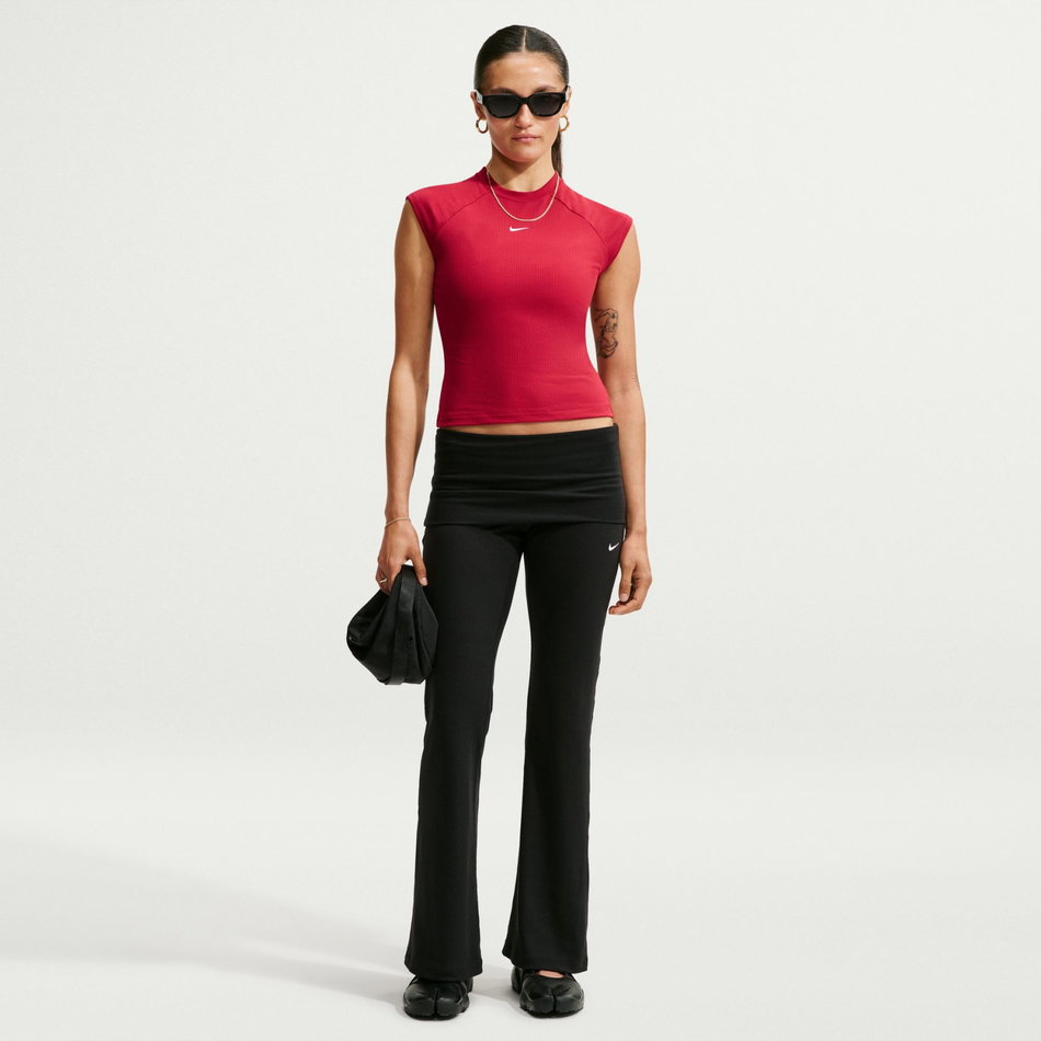 Chill Knit Rib Ss Top Kadın Kırmızı Tişört