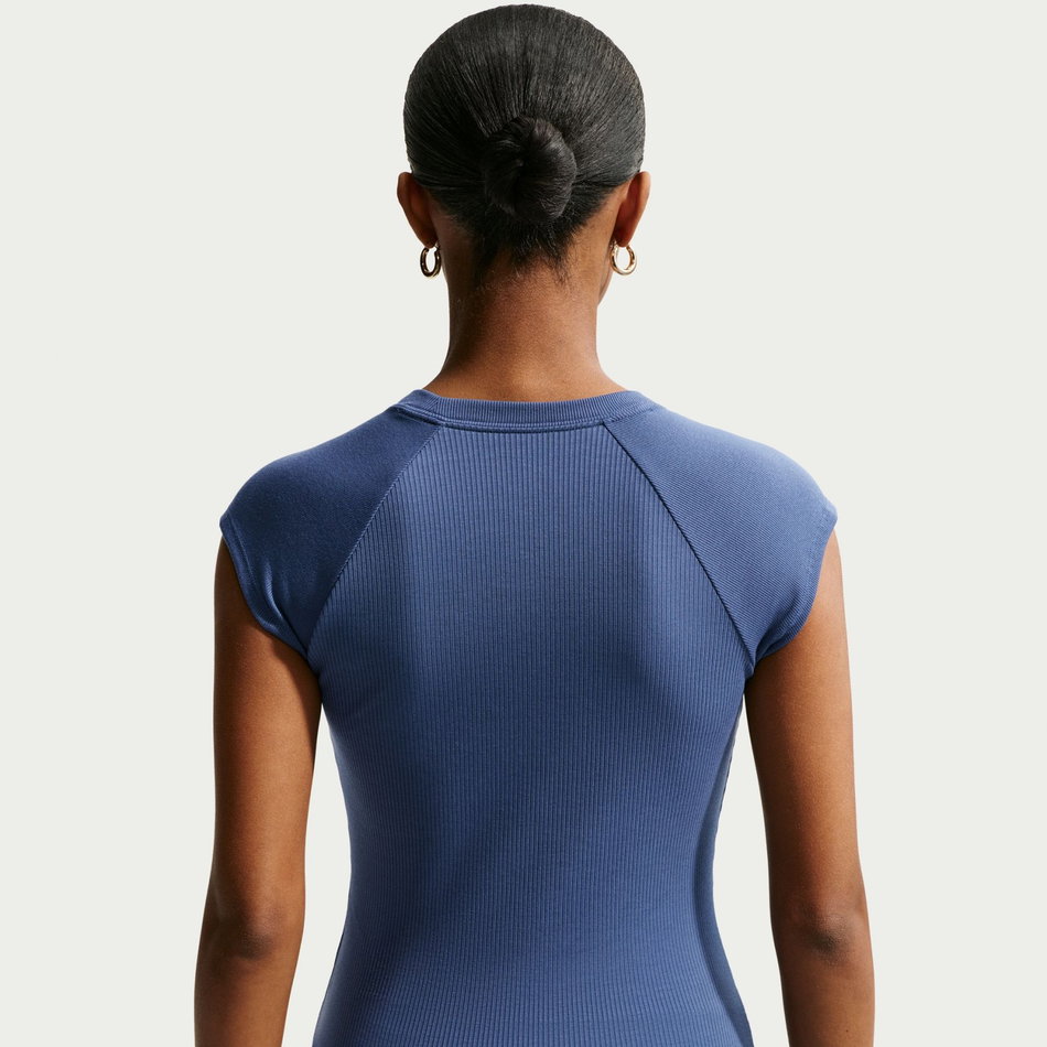 Chill Knit Rib Ss Top Kadın Mavi Tişört