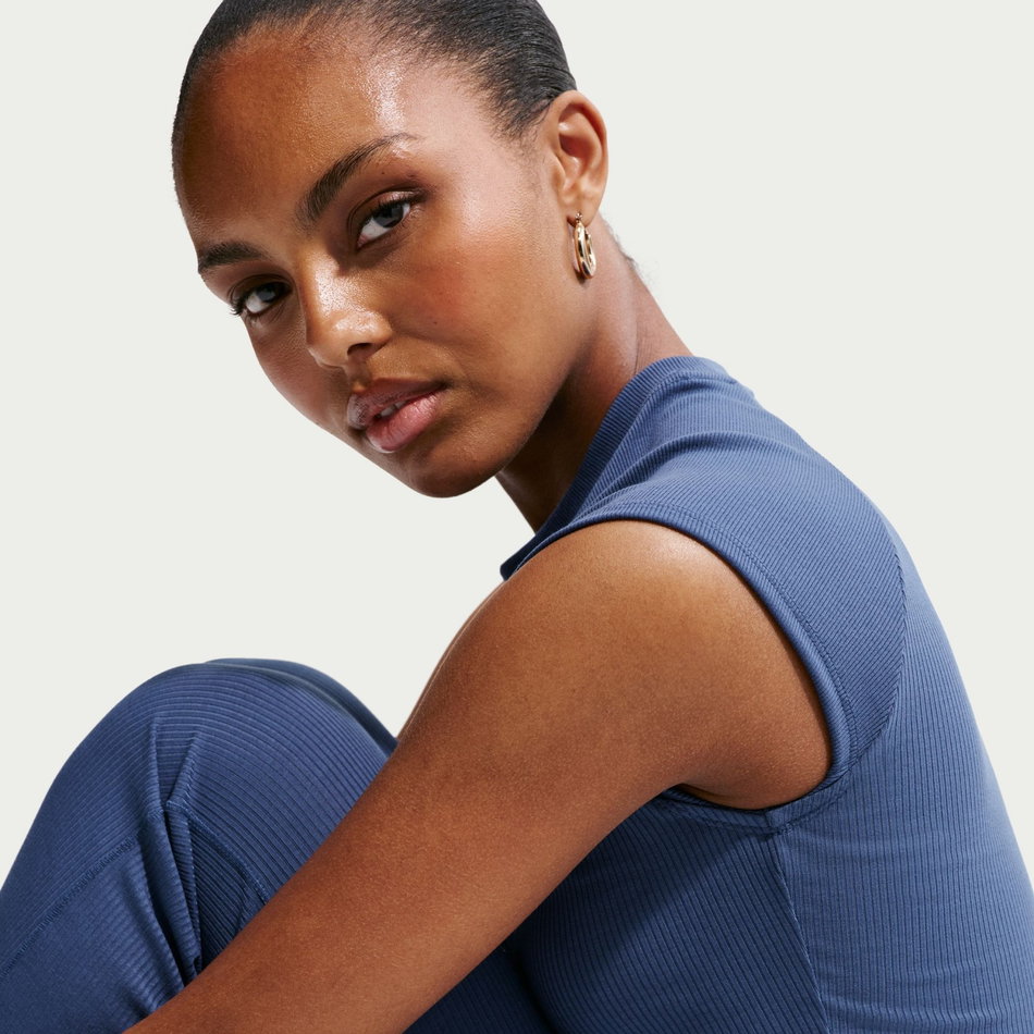 Chill Knit Rib Ss Top Kadın Mavi Tişört