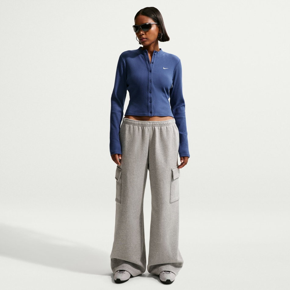 Chill Knit Wide Rib Cardi Kadın Mavi Sweatshirt