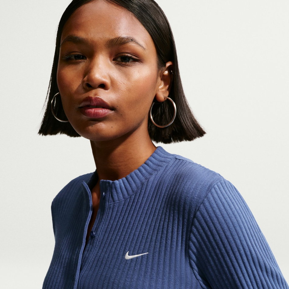 Chill Knit Wide Rib Cardi Kadın Mavi Sweatshirt