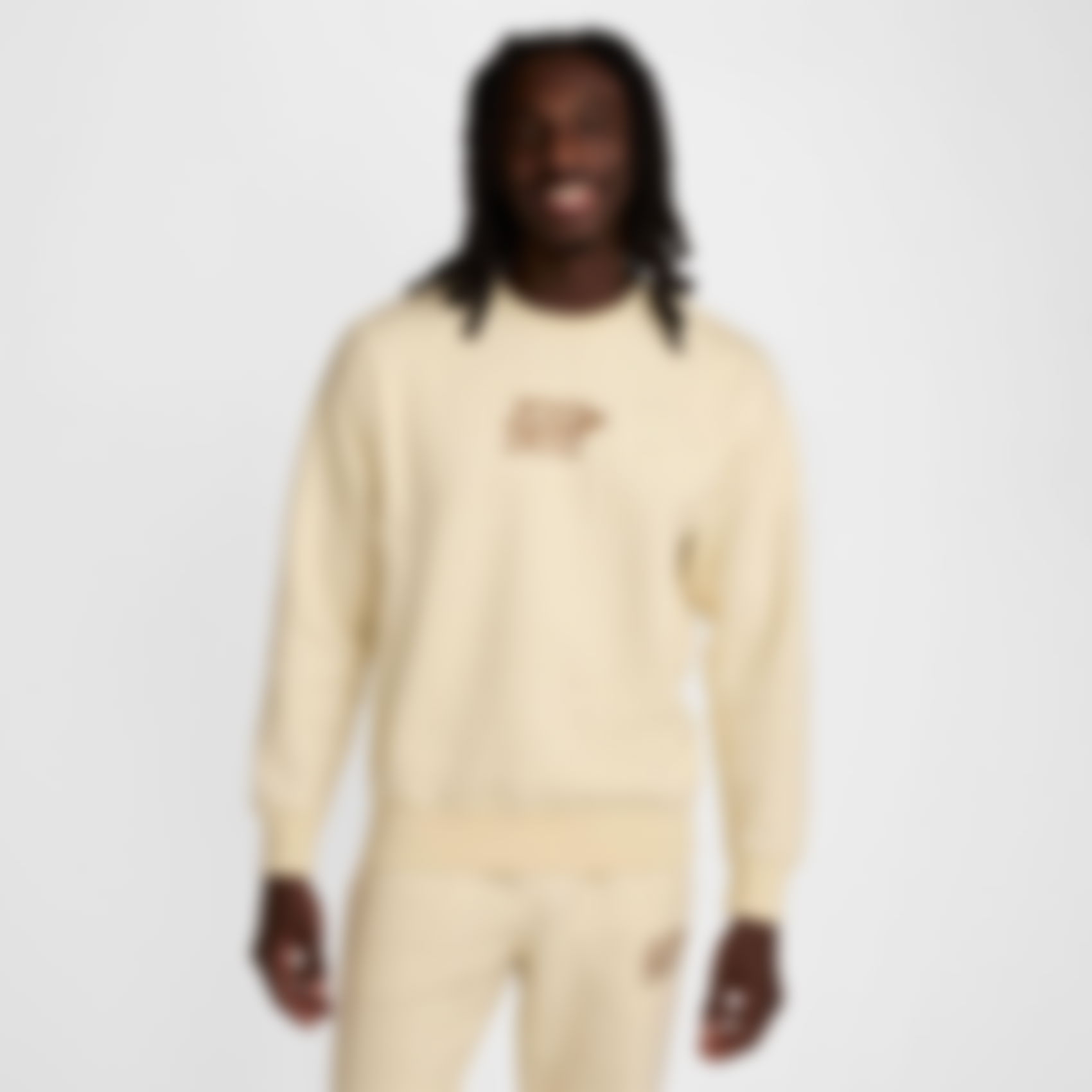 NIKE - Club BB Crew Jdi Aop Erkek Bej Sweatshirt