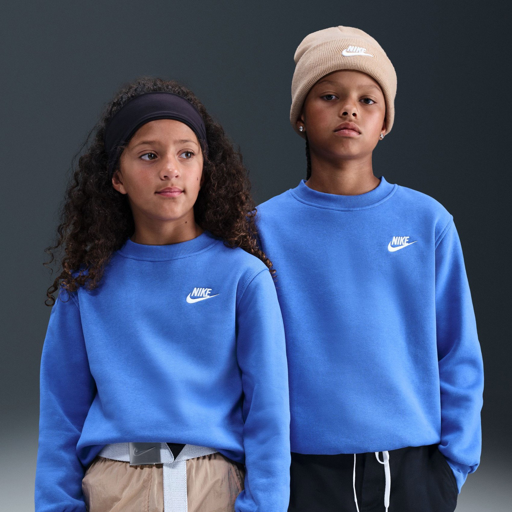 NIKE - Club Fleece Crew LS Çocuk Mavi Sweatshirt