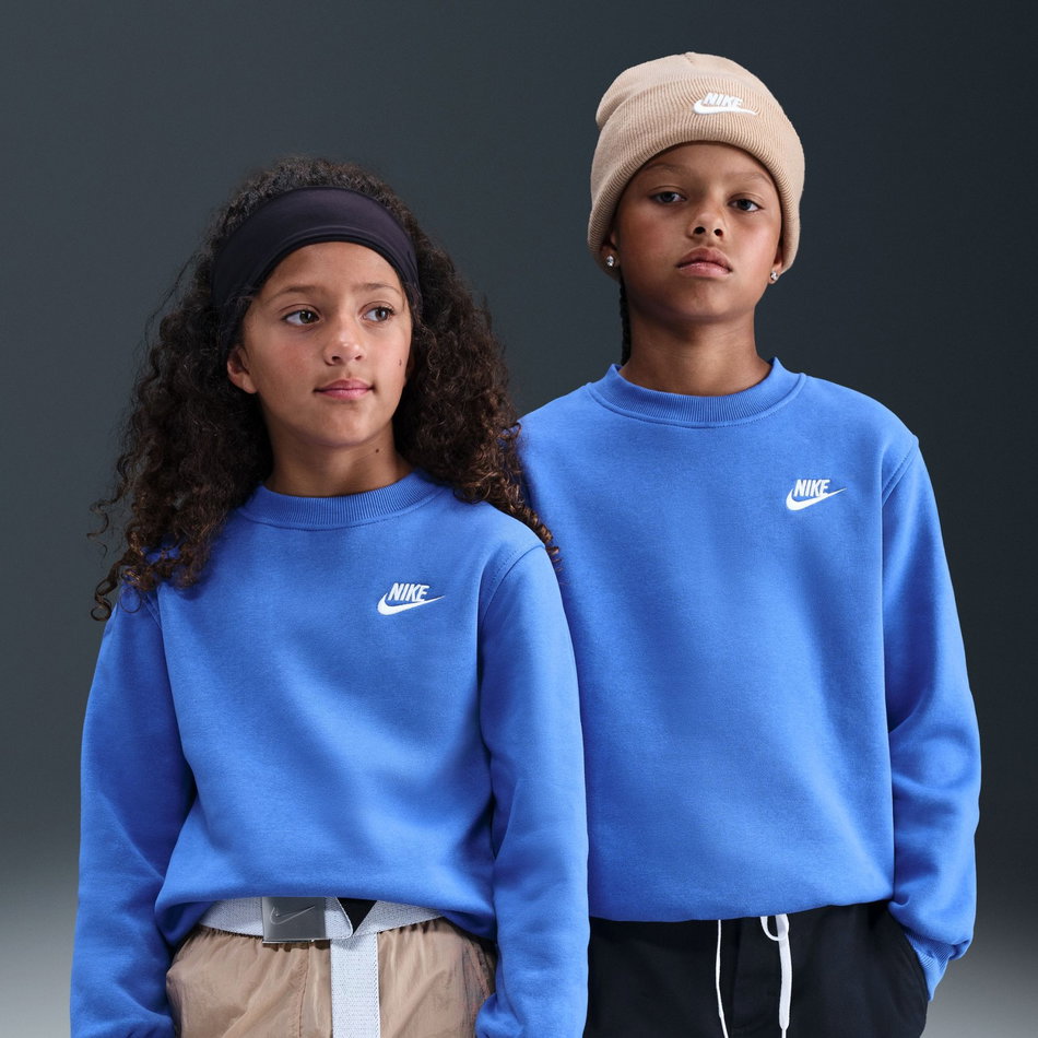 Club Fleece Crew LS Çocuk Mavi Sweatshirt