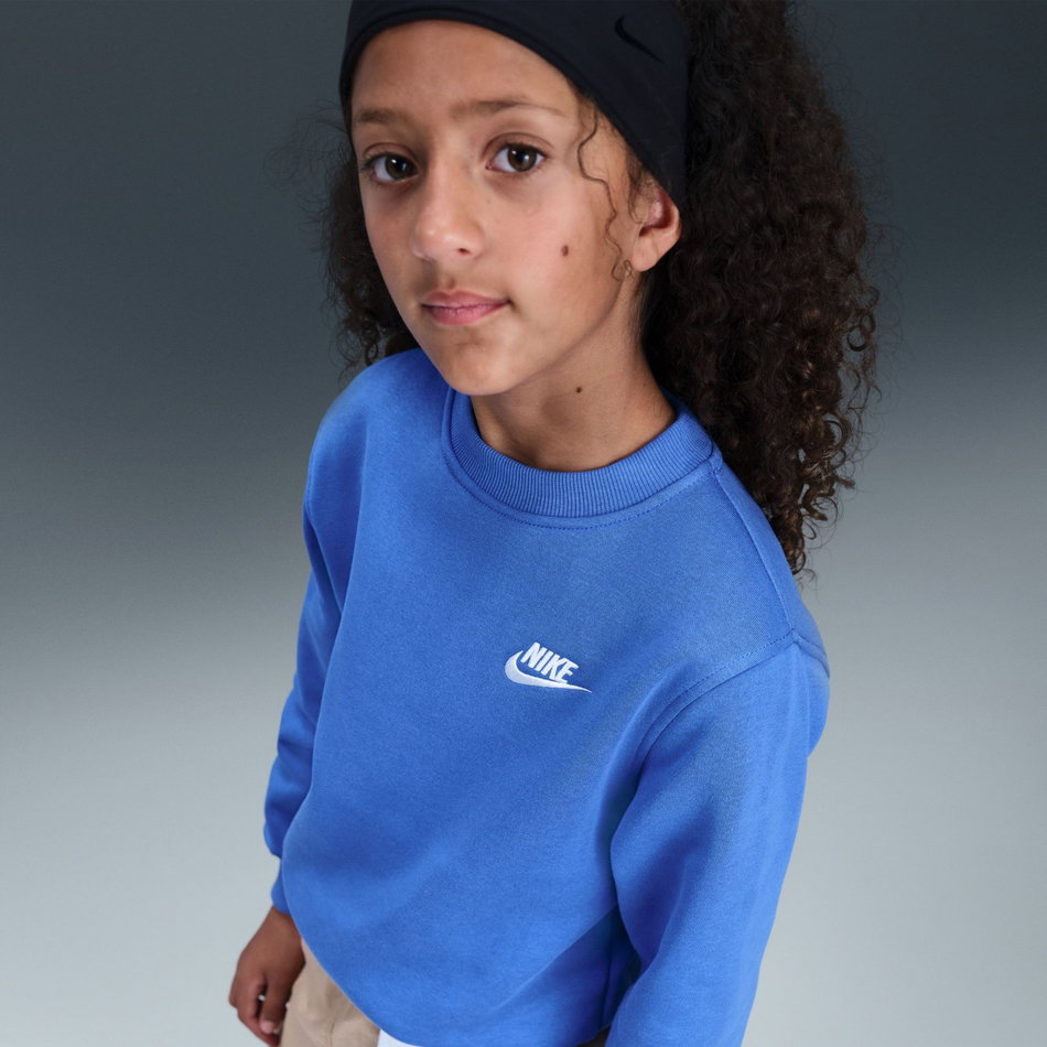 Club Fleece Crew LS Çocuk Mavi Sweatshirt