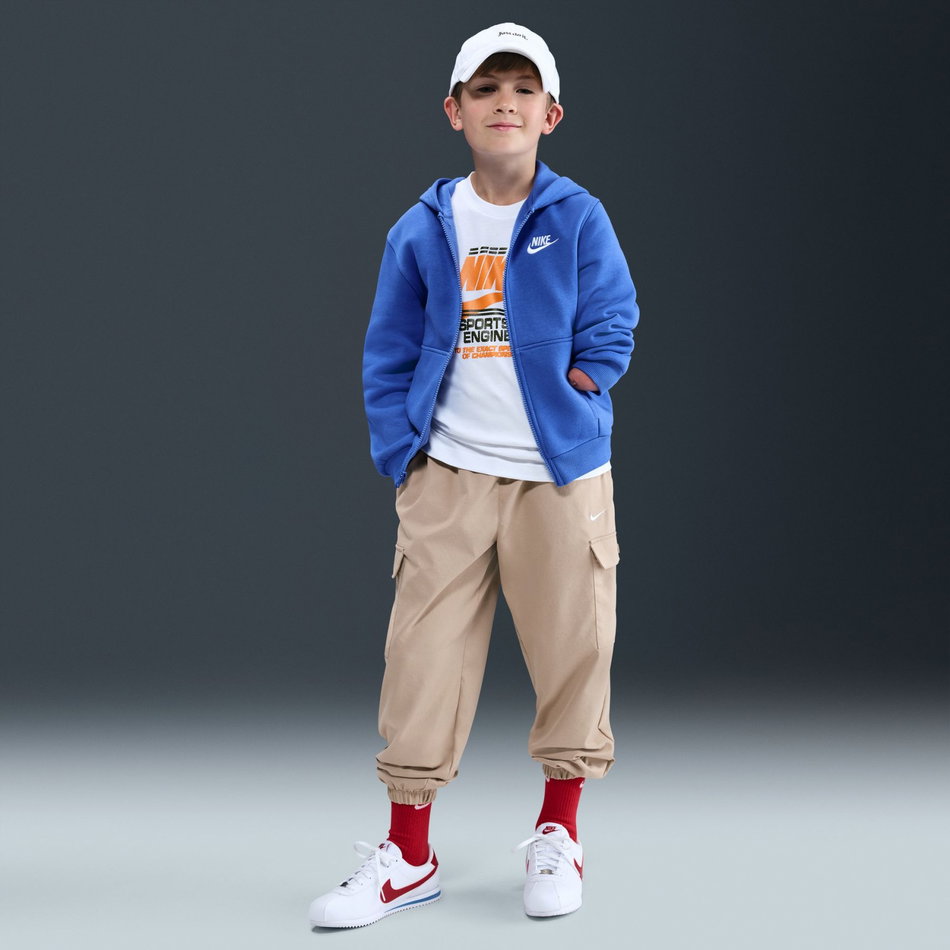 Club Fleece LS FZ Hoodie Çocuk Mavi Sweatshirt