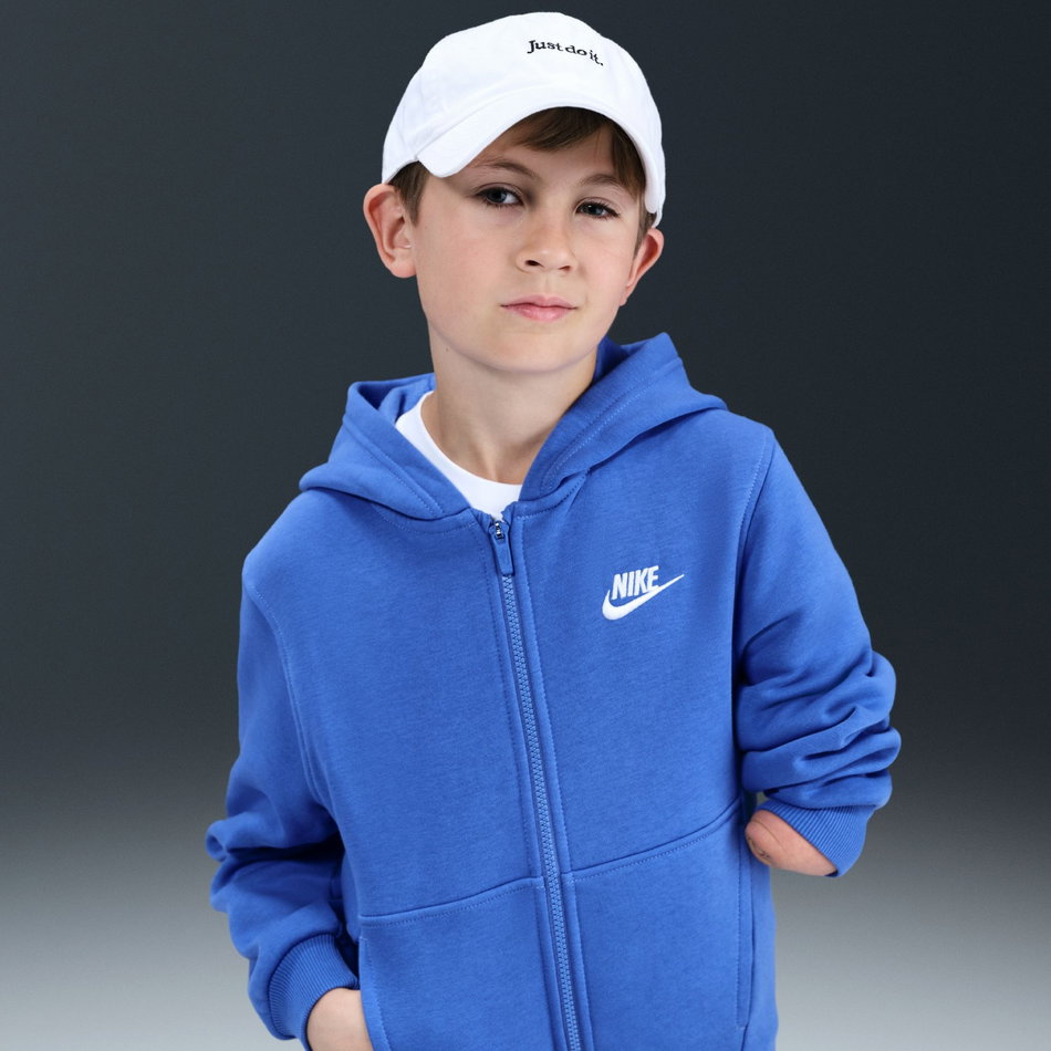 Club Fleece LS FZ Hoodie Çocuk Mavi Sweatshirt