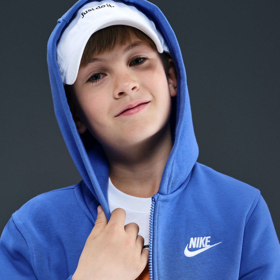 Club Fleece LS FZ Hoodie Çocuk Mavi Sweatshirt