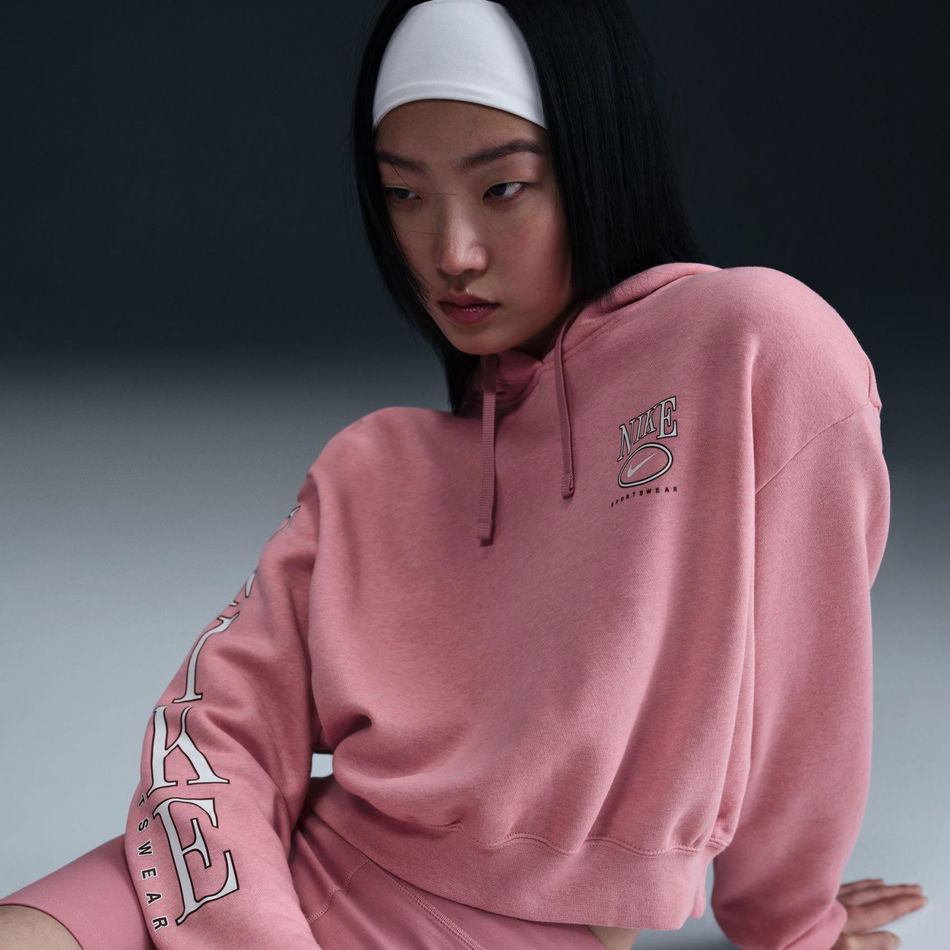 Club Fleece OS GX Crop Hoodie Kadın Pembe Sweatshirt