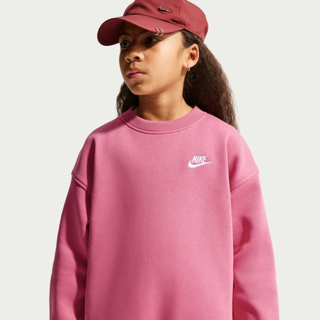 NIKE - Club Fleece Oversized Crew Çocuk Pembe Sweatshirt