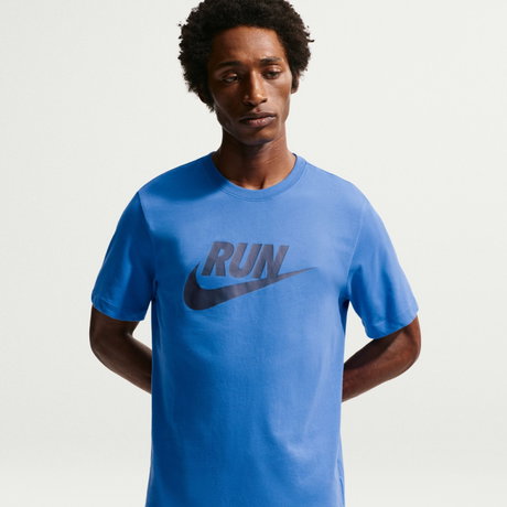 NIKE - Dri-FIT Tee Run Swoosh Erkek Mavi Tişört (1)