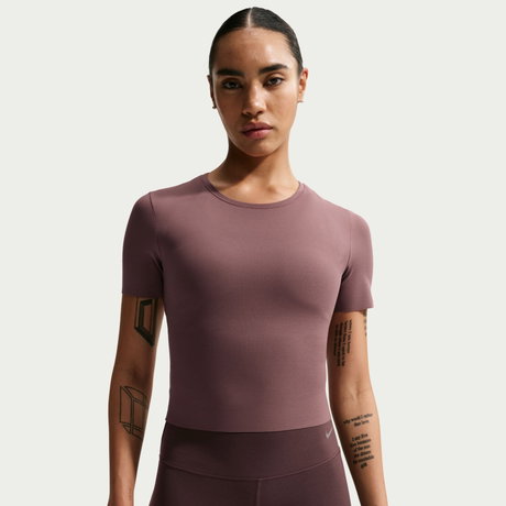 NIKE - Dri-FIT Zenvy Ss Top Kadın Kahverengi Tişört