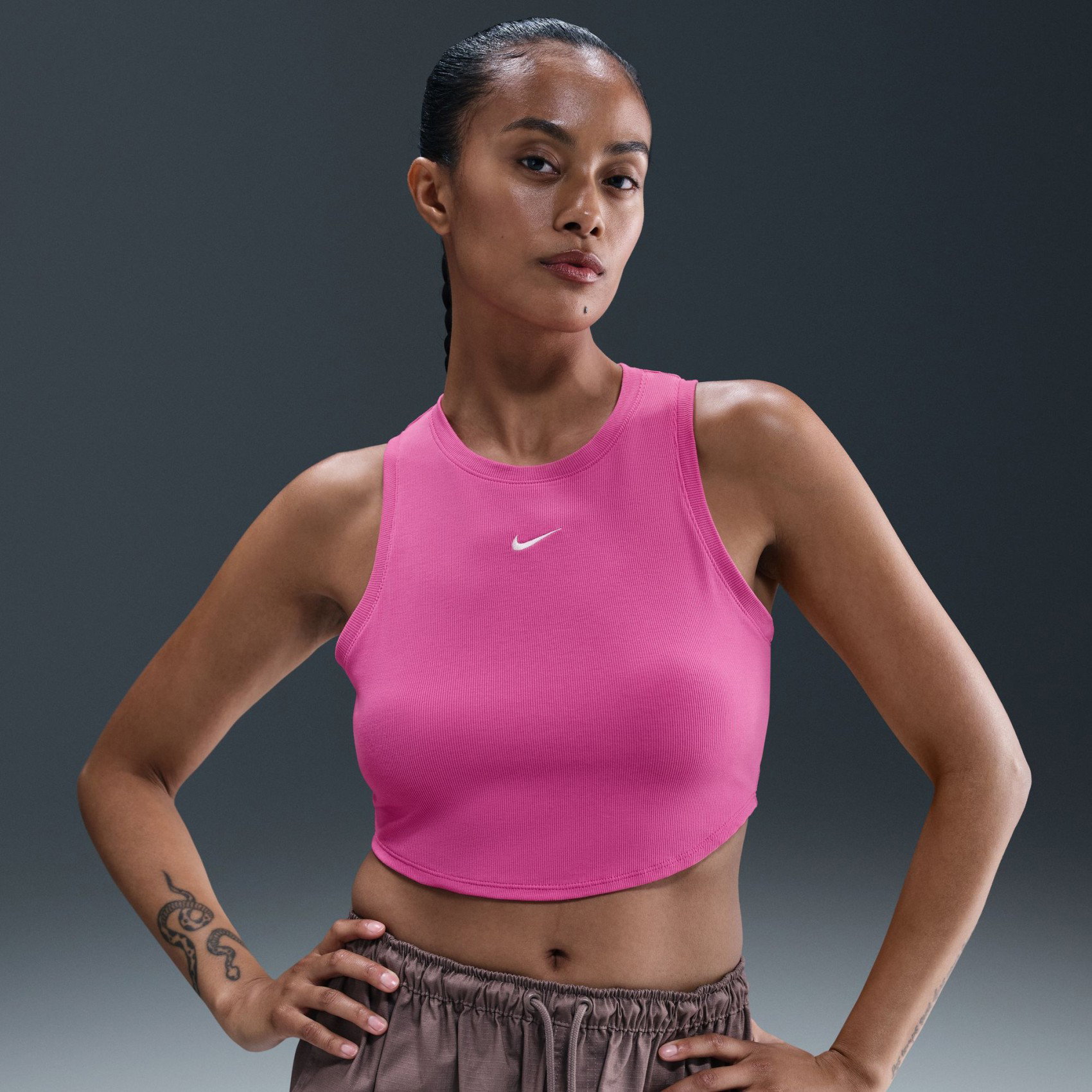 Nike Essential Rib Crop Tank Kadın Pembe Atlet FB8279-675