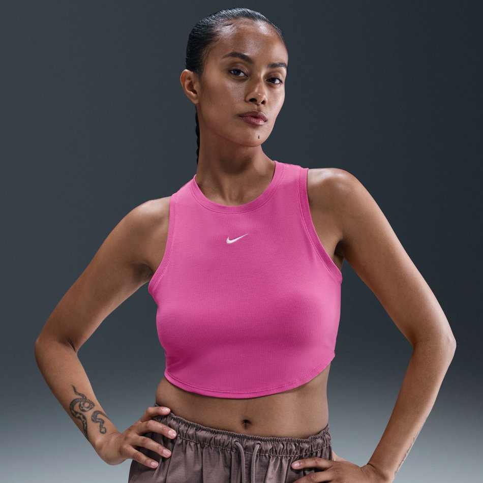 Essential Rib Crop Tank Kadın Pembe Atlet