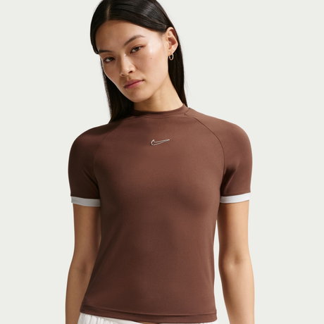 NIKE - Nike Gloss Ss Fitted Top Kadın Kahverengi Tişört