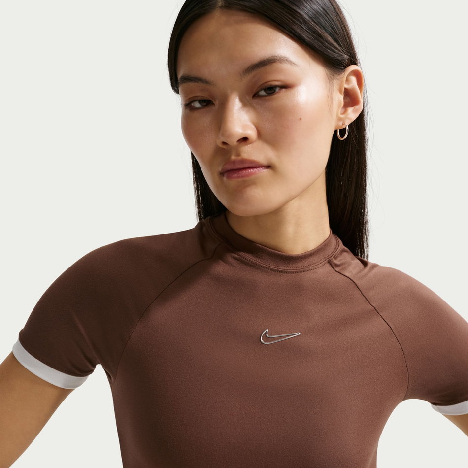 Nike Gloss Ss Fitted Top Kadın Kahverengi Tişört