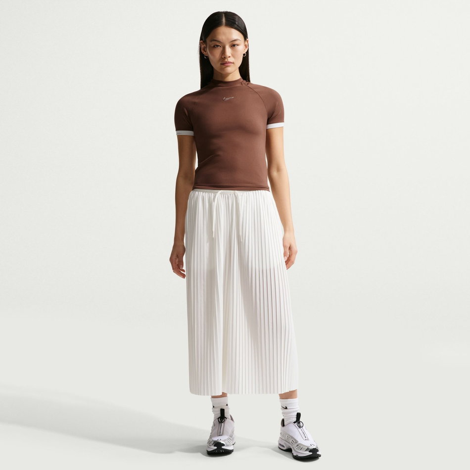 Nike Gloss Ss Fitted Top Kadın Kahverengi Tişört