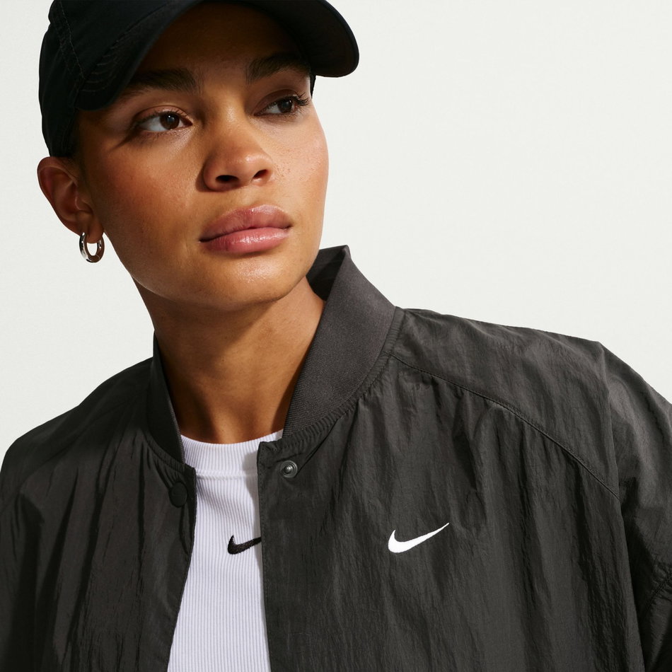Hbr Varsity Oversize Jacket Kadın Siyah Ceket