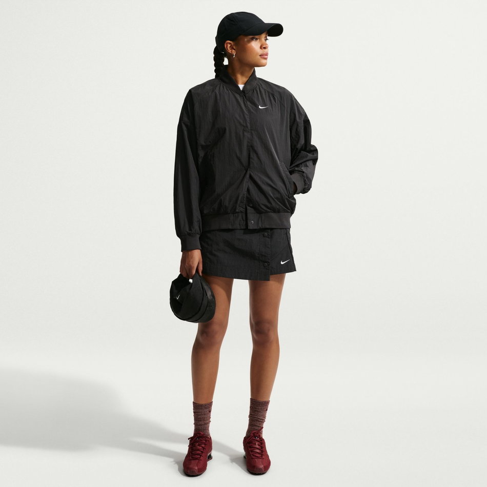 Hbr Varsity Oversize Jacket Kadın Siyah Ceket