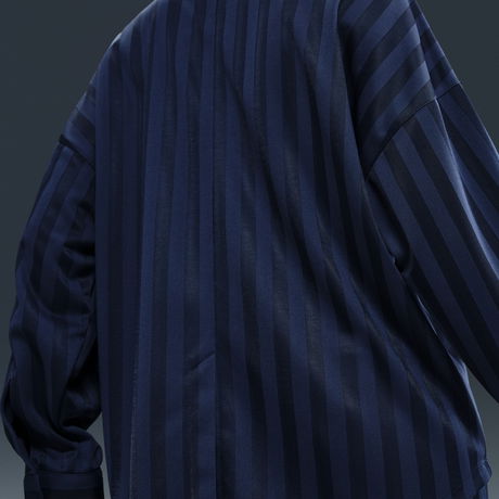 NIKE - Jacquard Stripe Button-Down Kadın Mavi Gömlek (1)
