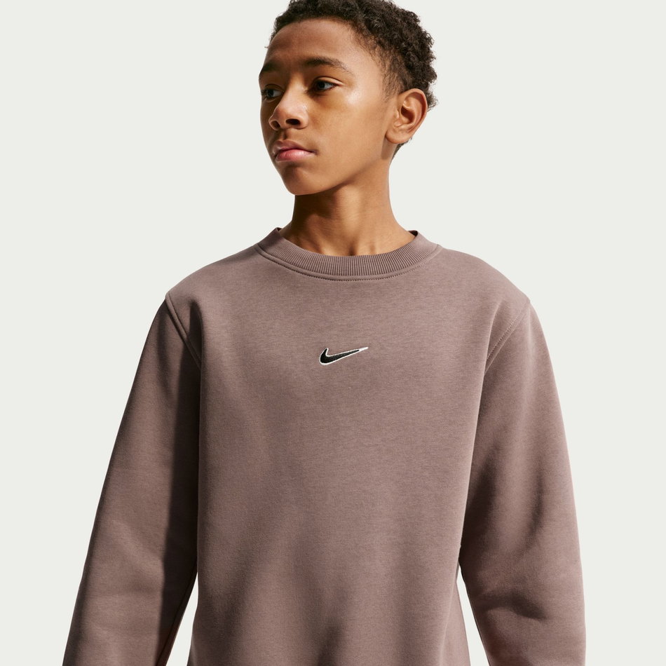 Mbappé Club Fleece Crew Ls Çocuk Kahverengi Sweatshirt