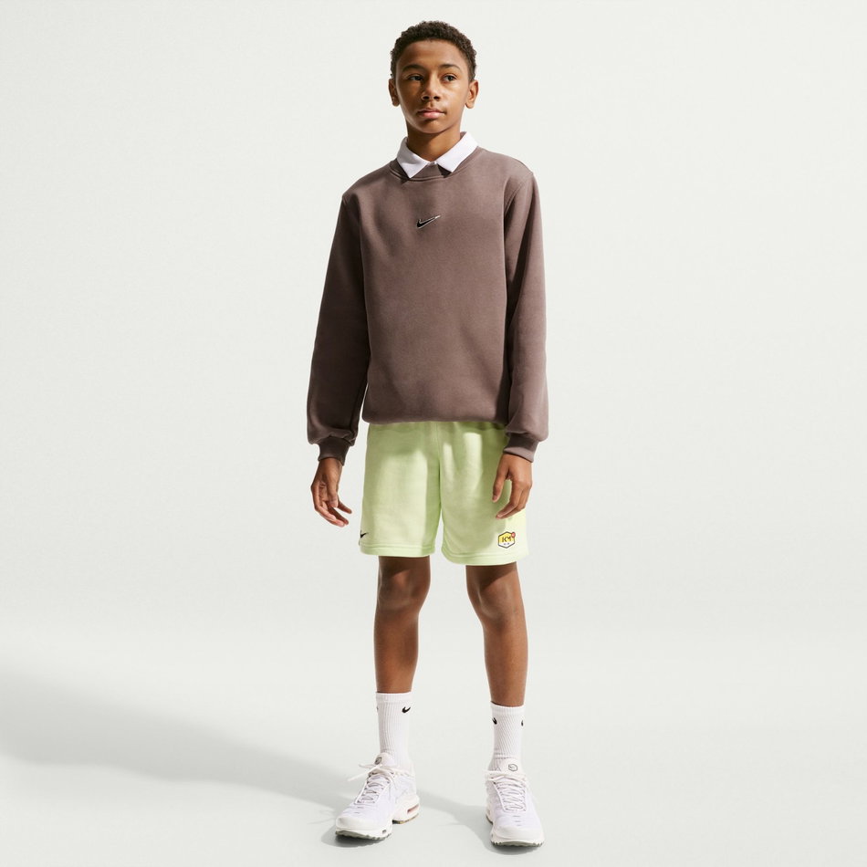 Mbappé Club Fleece Crew Ls Çocuk Kahverengi Sweatshirt