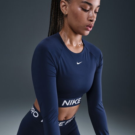NIKE - Nike Pro Dri-FIT 365 Crop LS Kadın Lacivert Sweatshirt