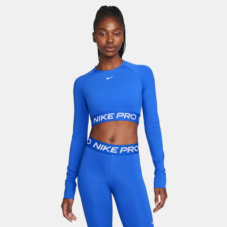 Nike Pro Dri-FIT 365 Crop LS Kadın Mavi Sweatshirt