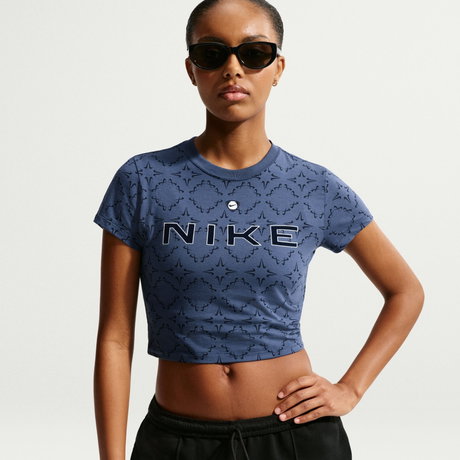 NIKE - Nsw Chill Knit Crop Sportique Tee Kadın Mavi Tişört
