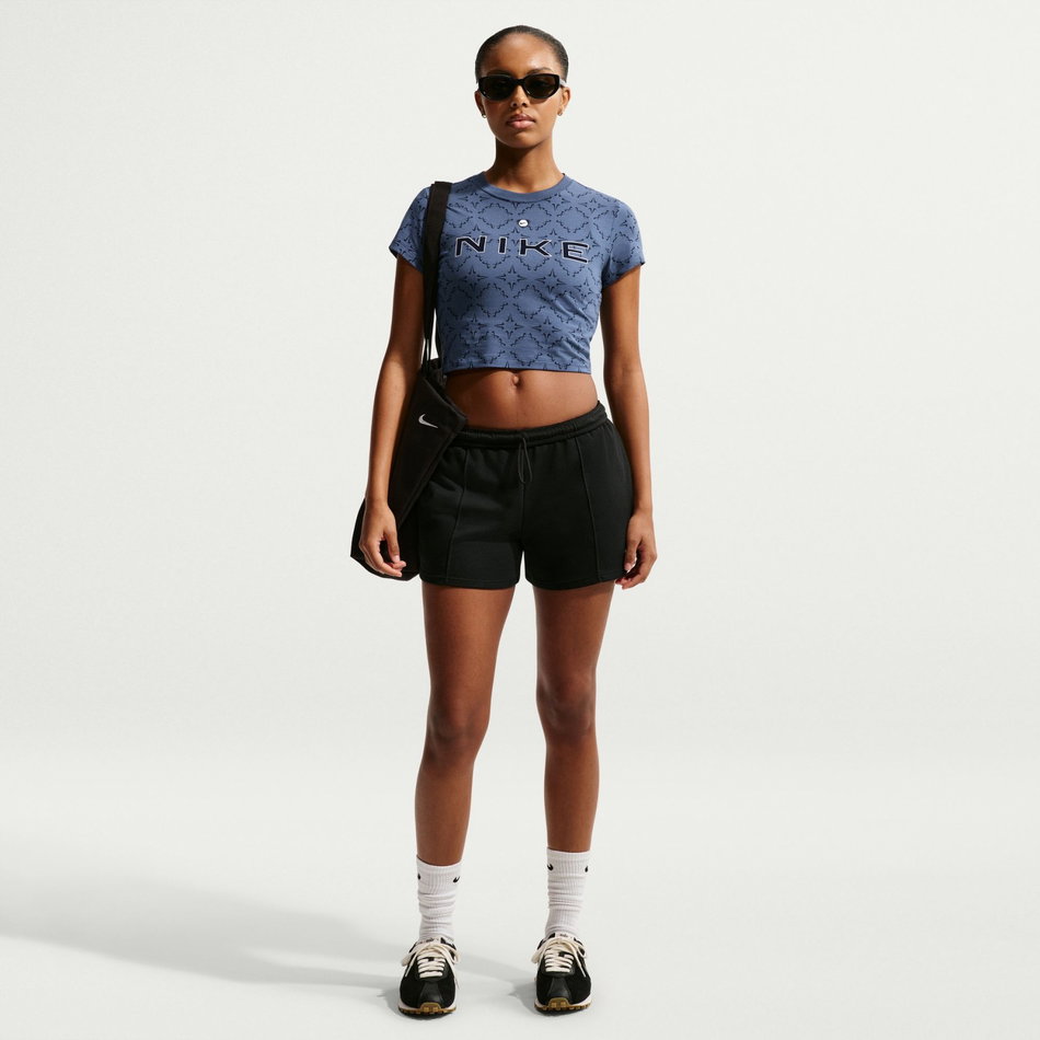 Nsw Chill Knit Crop Sportique Tee Kadın Mavi Tişört