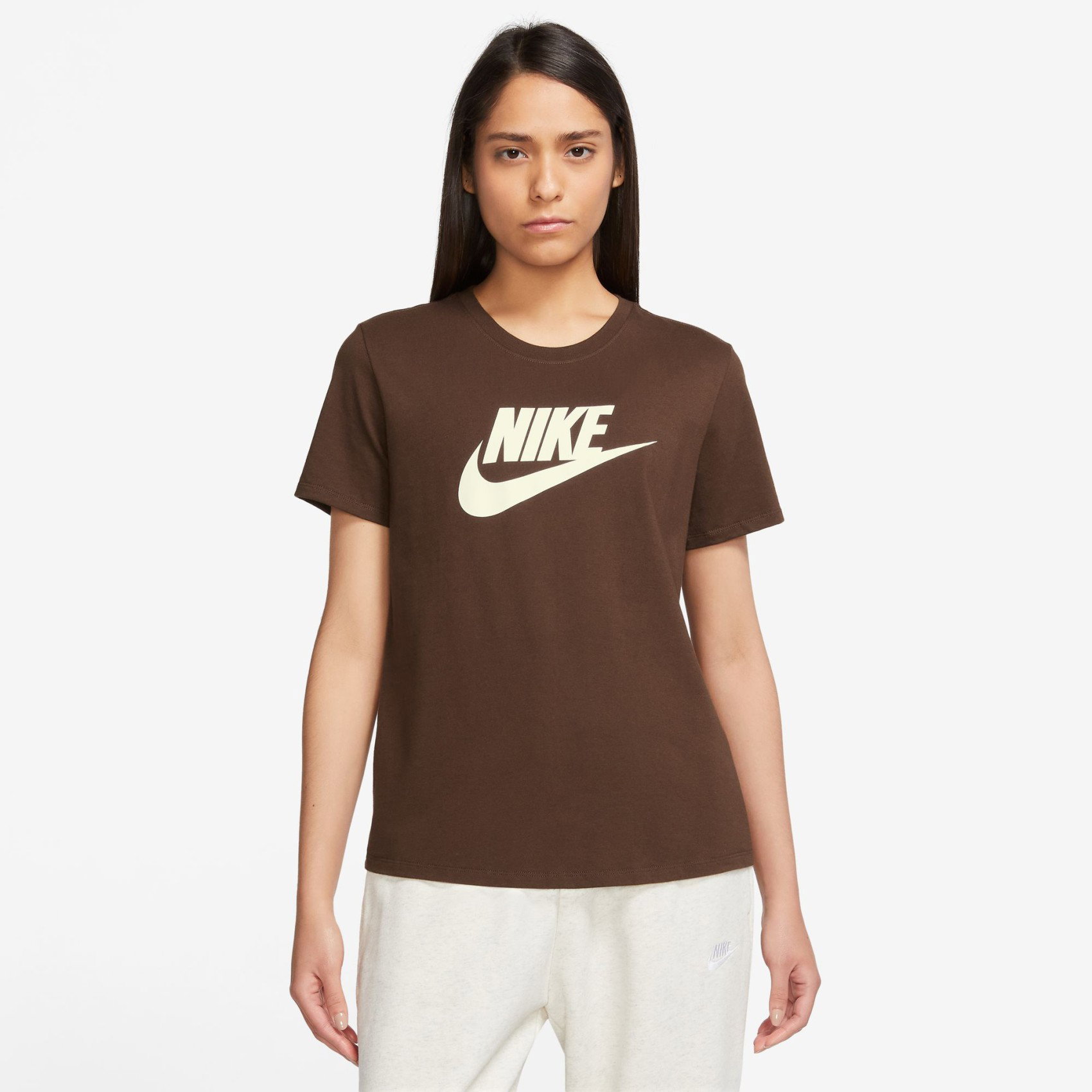 NIKE - Nsw Club Ss Tee Icon Futura Kadın Kahverengi Tişört