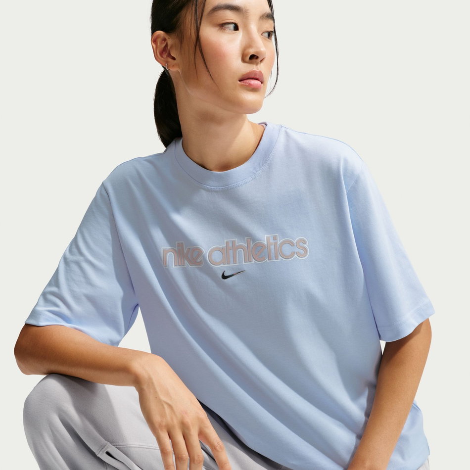 Nsw Essential Ss Tee Boxy Kadın Mavi Tişört