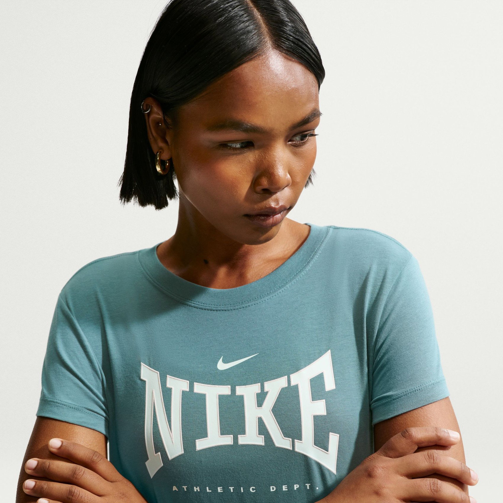 Nike Nsw Mod Crop Athletic League Tee Kadın Yeşil Tişört IR8967-382