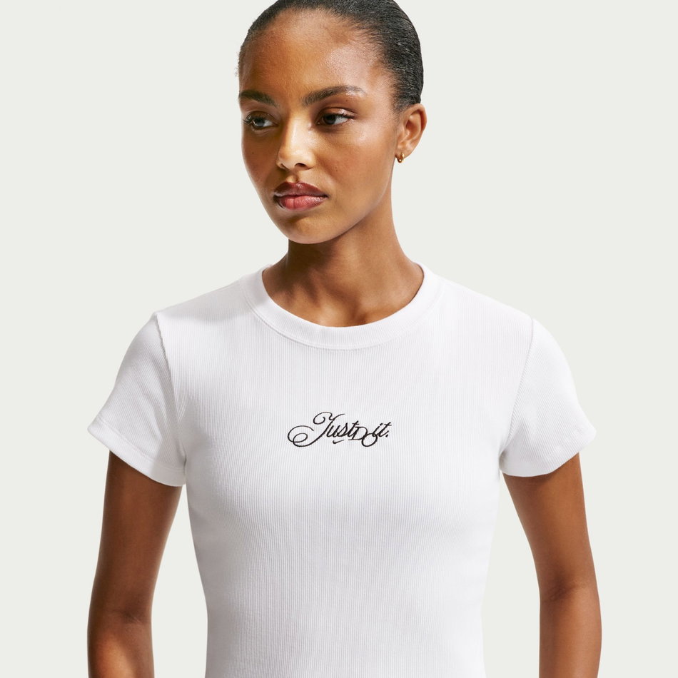 Nsw Rib Mod Crop Jdi Tee Kadın Beyaz Tişört