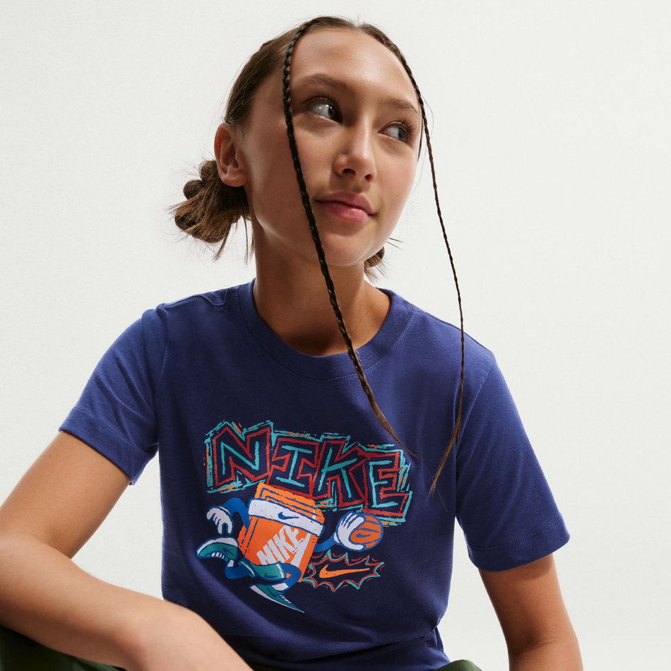 Nsw Tee Boxy Hoops Çocuk Mavi Tişört