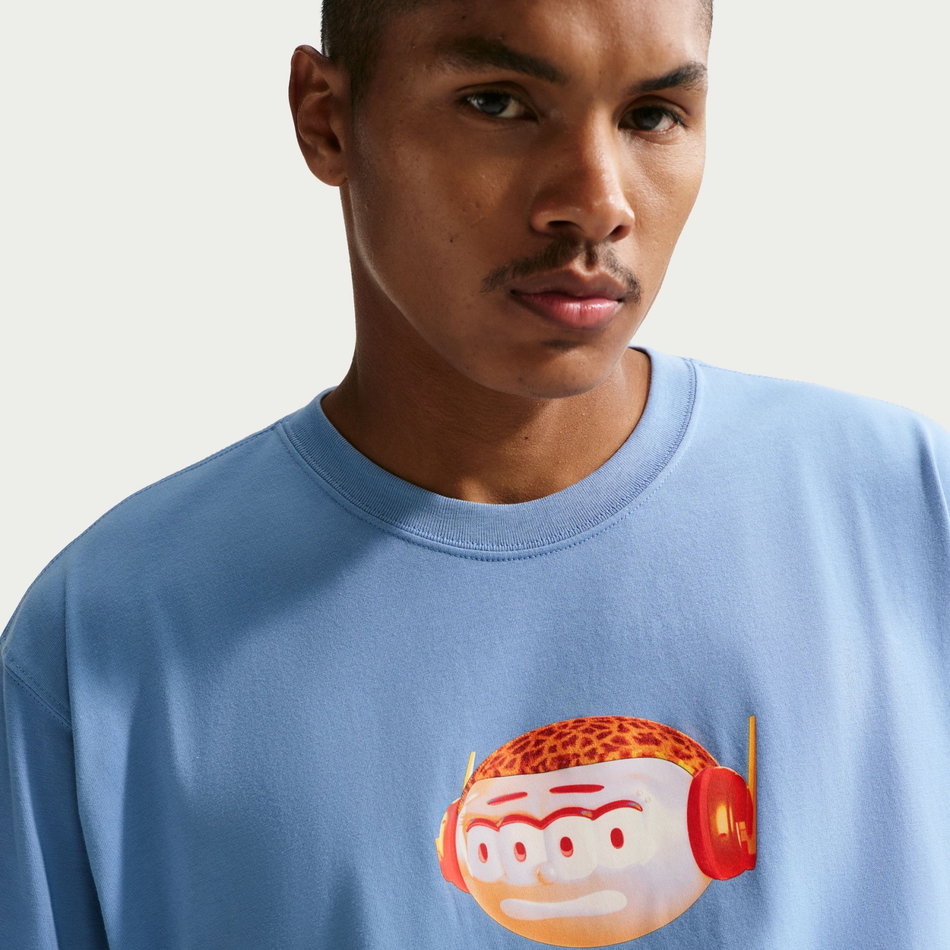 Nsw Tee Dn Flock Erkek Mavi Tişört