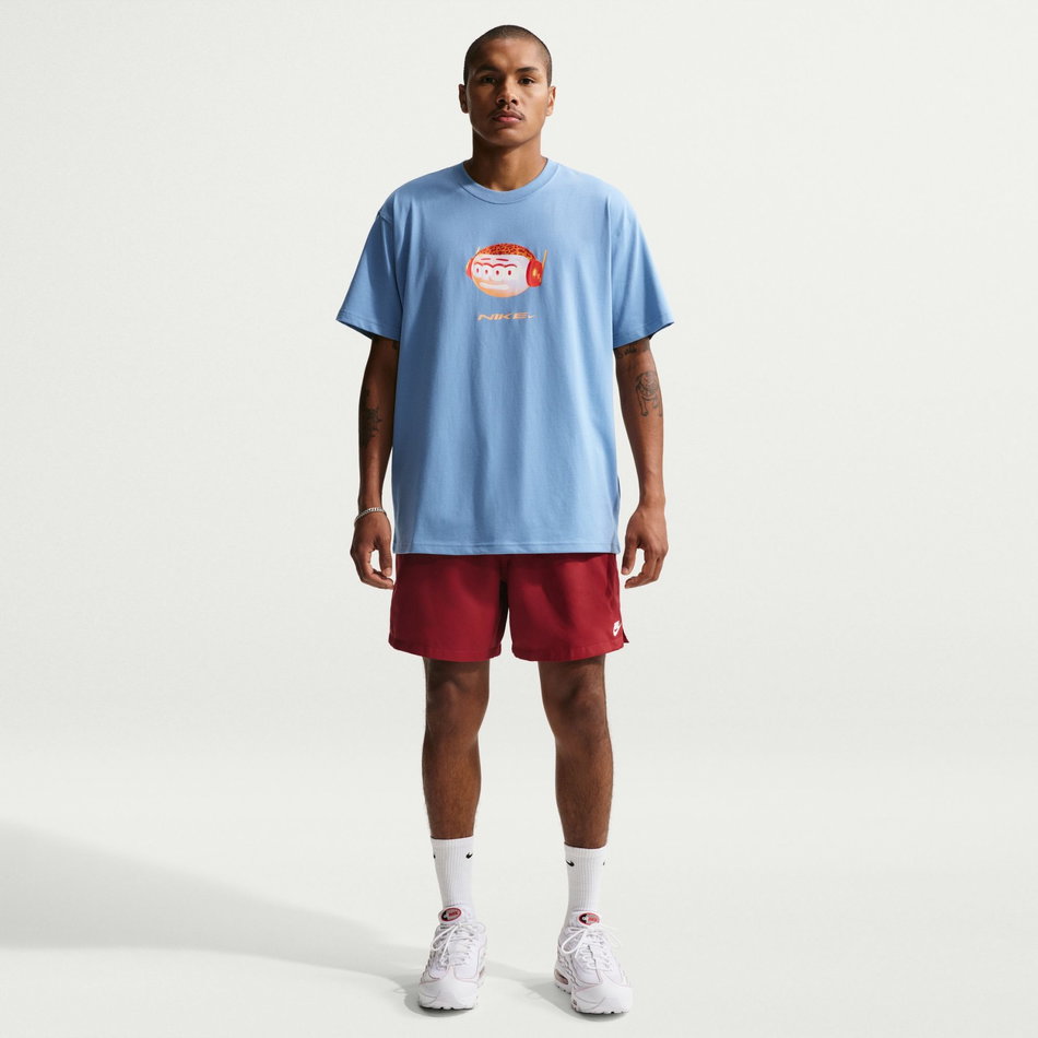 Nsw Tee Dn Flock Erkek Mavi Tişört