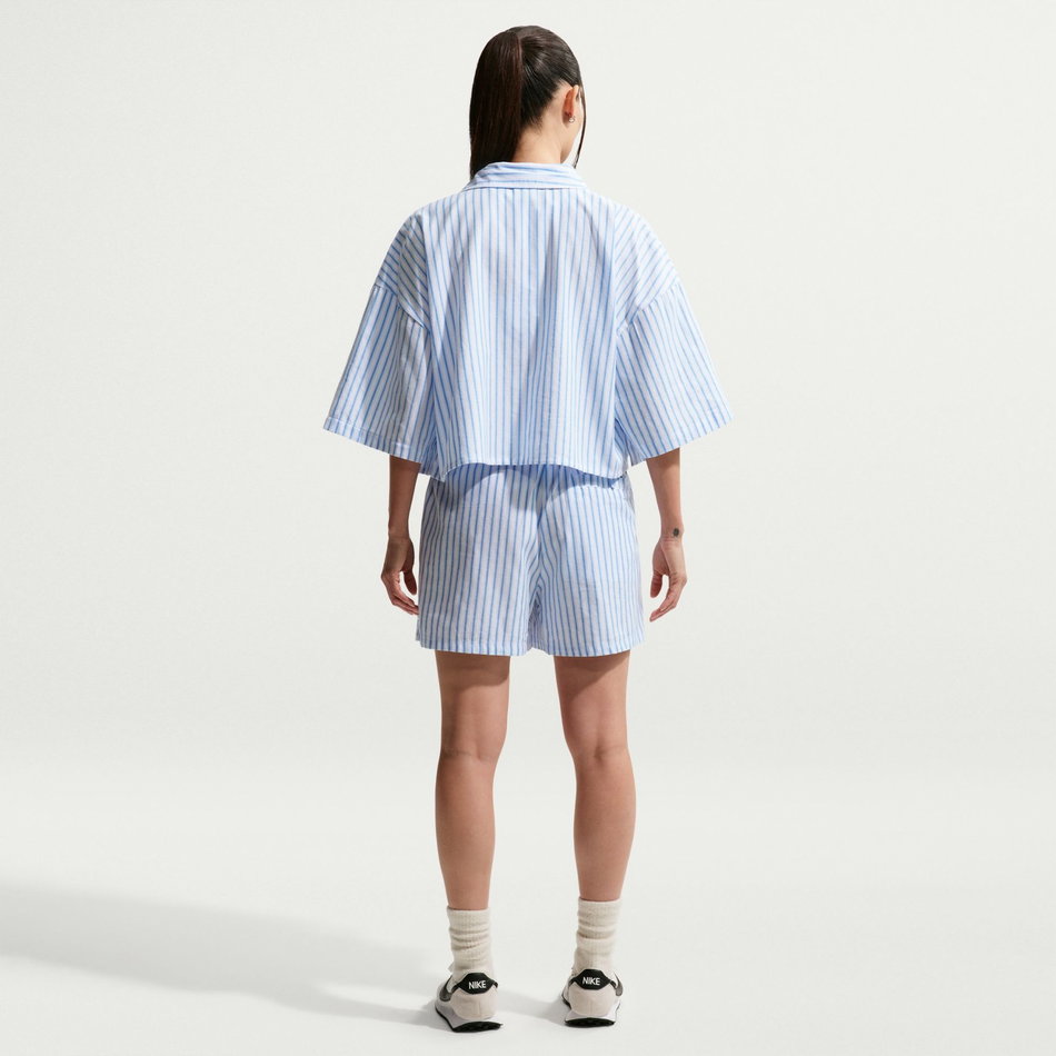 Offline Woven Poplin Stripe Ss Kadın Mavi Tişört
