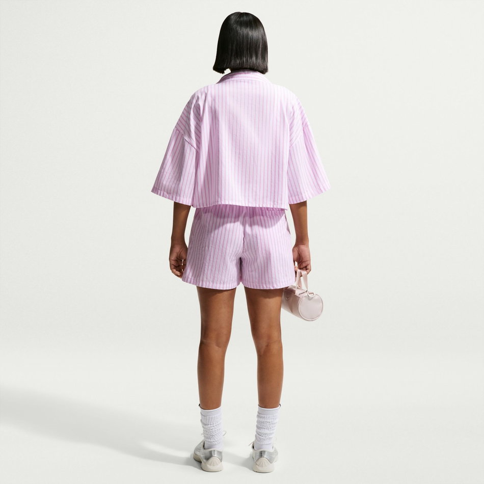 Offline Woven Poplin Stripe Ss Kadın Mor Tişört