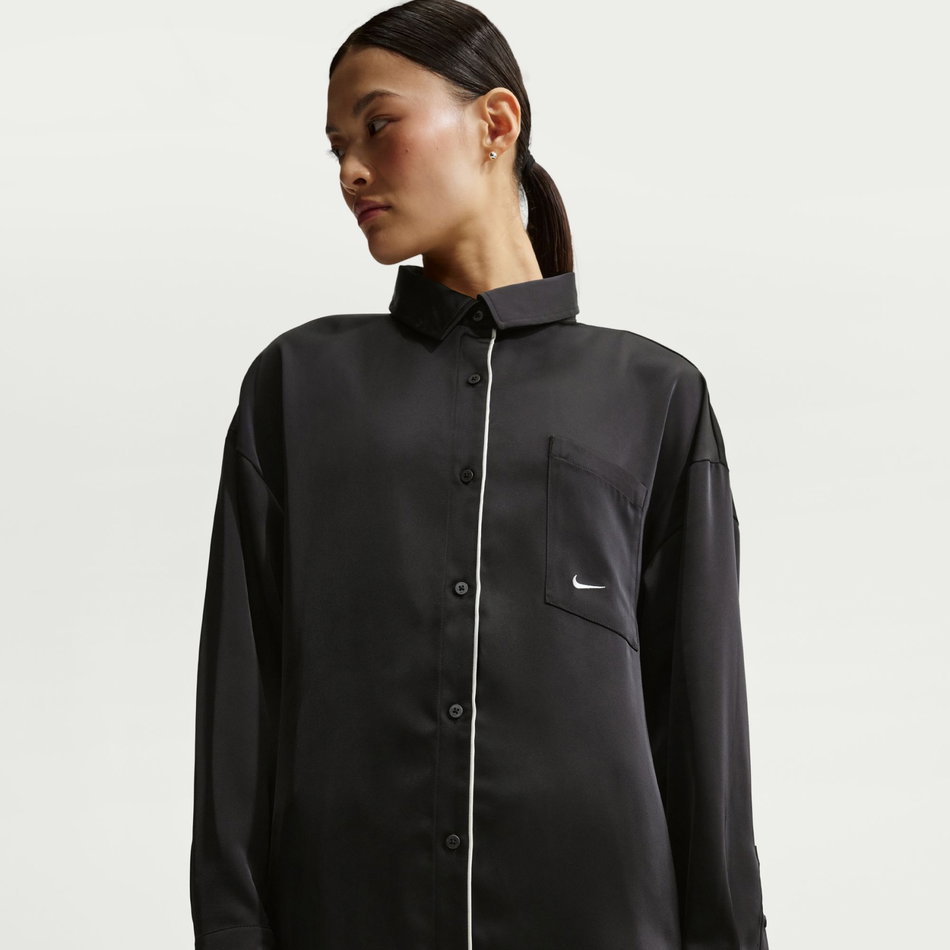 Offline Woven Satin Ls Top Kadın Siyah Sweatshirt