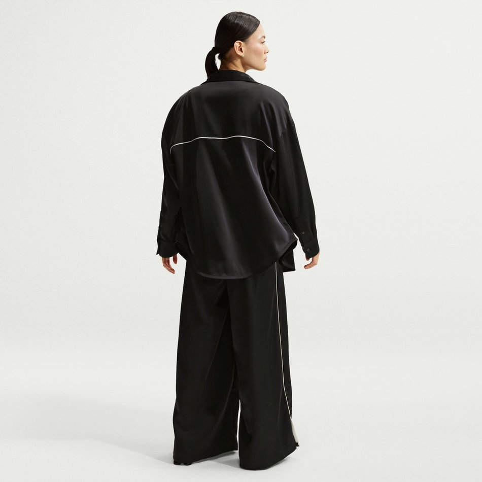 Offline Woven Satin Ls Top Kadın Siyah Sweatshirt