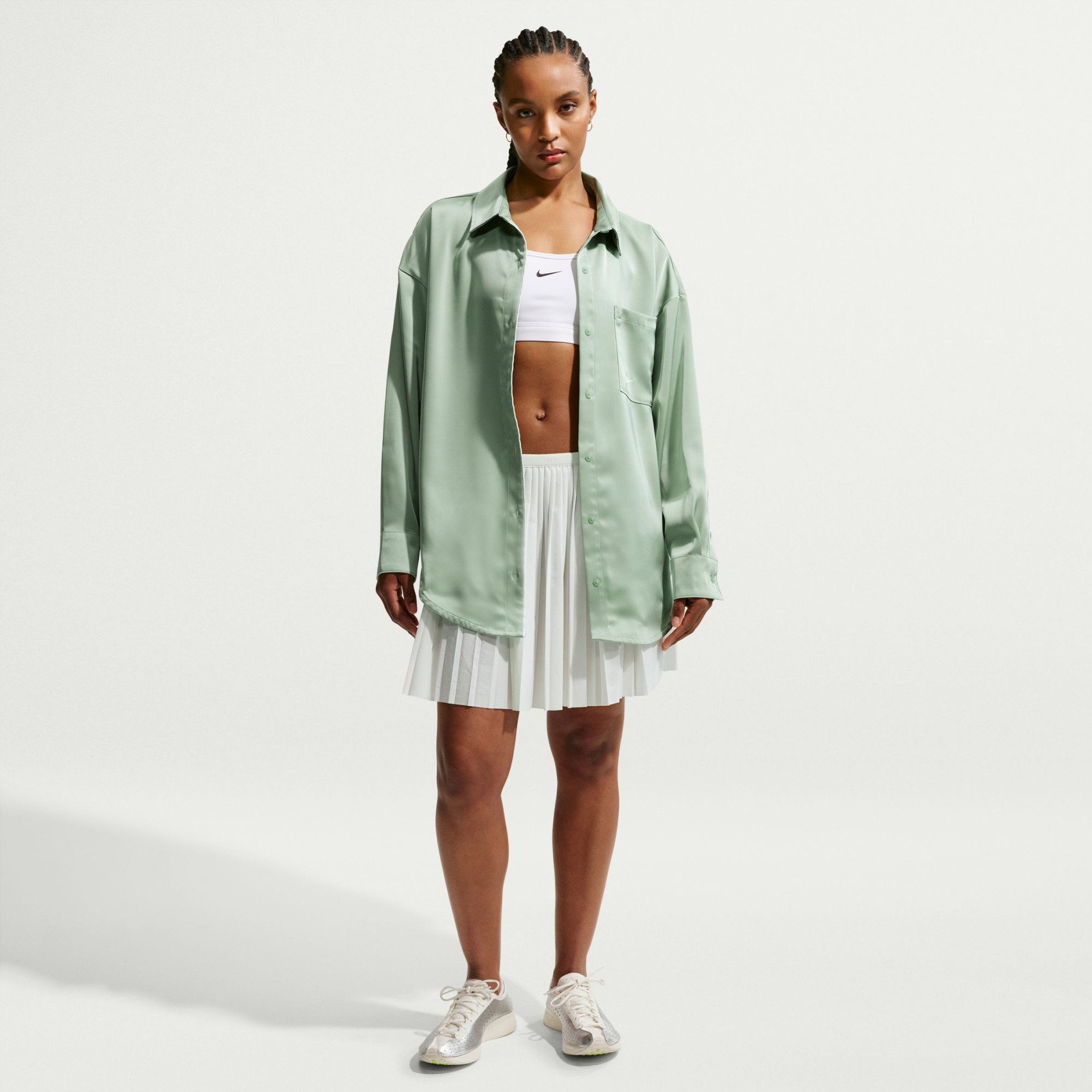 NIKE - Offline Woven Satin Ls Top Kadın Sweatshirt
