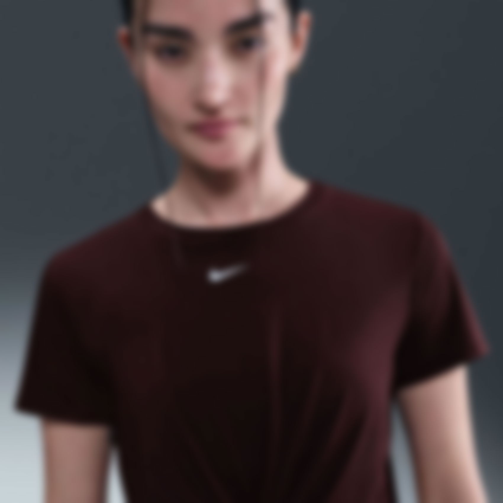 NIKE - One Classic Dri-FIT Twist SS Top Kadın Bordo Tişört